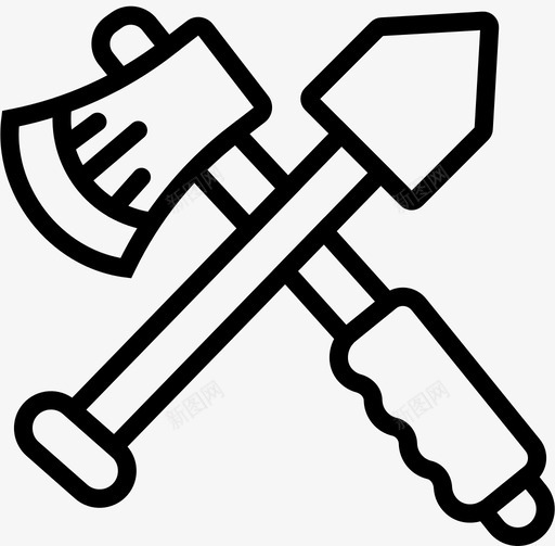 工具斧头野营图标svg_新图网 https://ixintu.com 修理 工具 户外 斧头 旅行 粉碎户外2轮廓 野营 铁锹