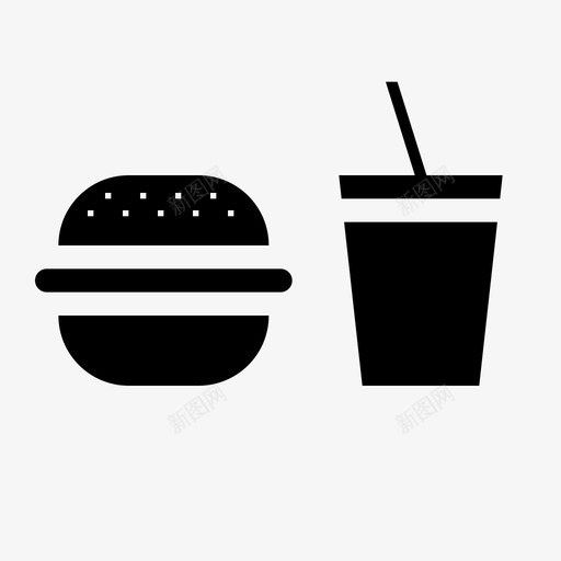 汉堡和饮料快餐餐食图标svg_新图网 https://ixintu.com 快餐 汉堡和饮料 软饮料 食品饮料 餐食