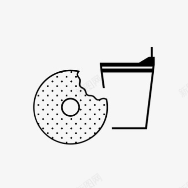甜甜圈和咖啡饮料饮食图标图标