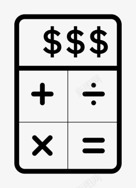 美元计算器会计票据图标图标