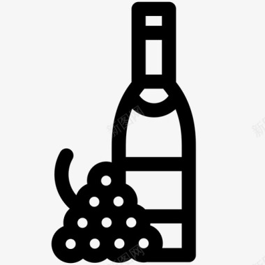葡萄酒葡萄酒精瓶子图标图标