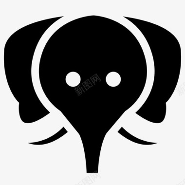 大象脸头象牙图标图标