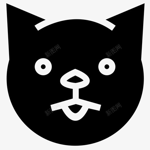 猫脸头图标svg_新图网 https://ixintu.com 头 猫脸