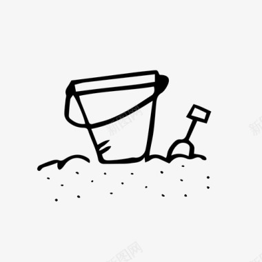 桶和铲子海滩苍白图标图标
