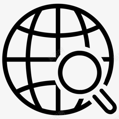 全球搜索放大镜网络图标图标