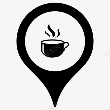 咖啡馆地图标记地图指针图标
