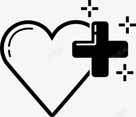 医心十字架健康图标图标