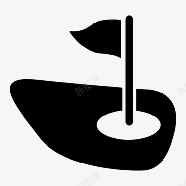 高尔夫球杆旗帜图标图标