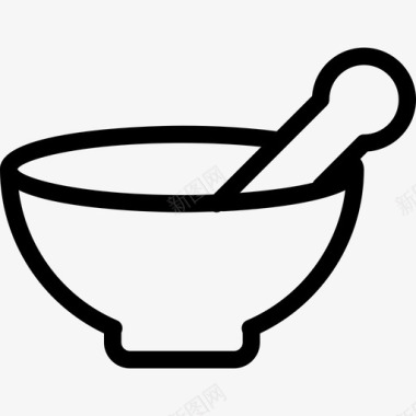 研钵和杵碗草药图标图标