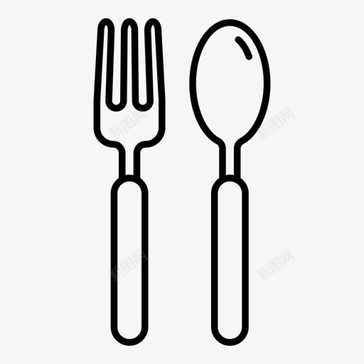 餐具叉子厨房工具图标svg_新图网 https://ixintu.com 勺子 厨房工具 叉子 银器 餐具