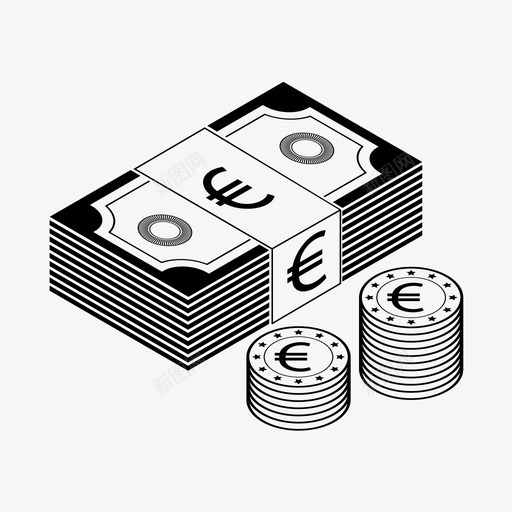 欧元钞票现金硬币图标svg_新图网 https://ixintu.com 欧元钞票 现金 硬币 钞票