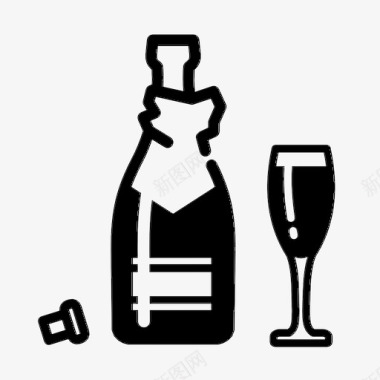 香槟瓶庆祝软木塞图标图标