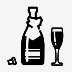新年前夕香槟瓶庆祝软木塞图标高清图片