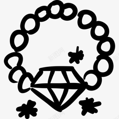 钻石项链手工制作的珠宝形状图标图标