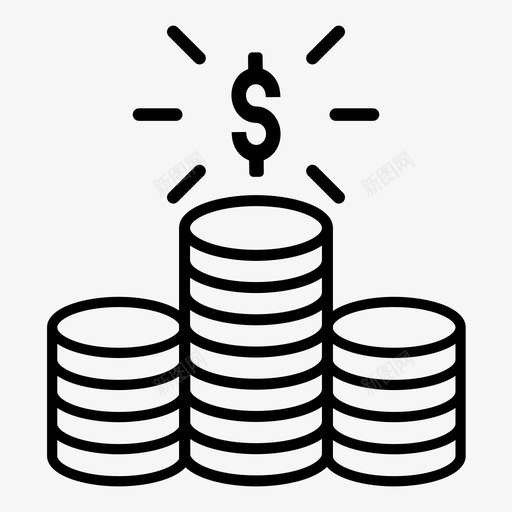 钱堆硬币美元图标svg_新图网 https://ixintu.com 硬币 美元 钱堆
