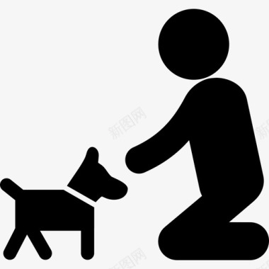 男人跪在地上拥抱他的狗动物狗图标图标