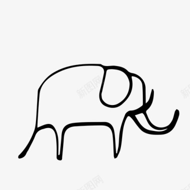 大象动物涂鸦图标图标