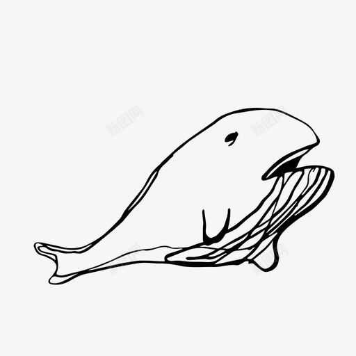 鲸鱼动物涂鸦图标svg_新图网 https://ixintu.com 动物 海洋 涂鸦 自然 鲸鱼