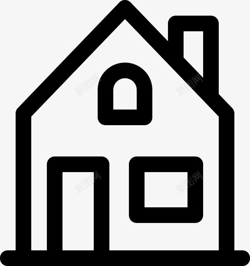 房子烟囱入口图标svg_新图网 https://ixintu.com 住宅 入口 家 房地产 房子 烟囱 窗户