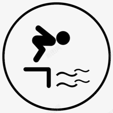 潜水员游泳池游泳跳水图标图标