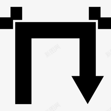 有两个直角的下箭头箭头道路图标图标