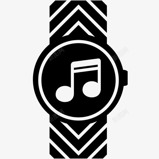 智能手表时钟音乐图标svg_新图网 https://ixintu.com 时钟 时间 智能手表 腕表 音乐