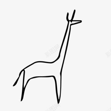 长颈鹿动物涂鸦图标图标