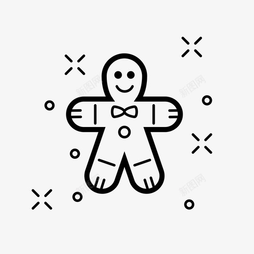 姜饼人饼干装饰图标svg_新图网 https://ixintu.com 圣诞节 姜饼人 形状 微笑 装饰 饼干
