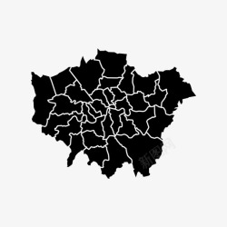 伦敦地图伦敦行政部自治区城市地图图标高清图片