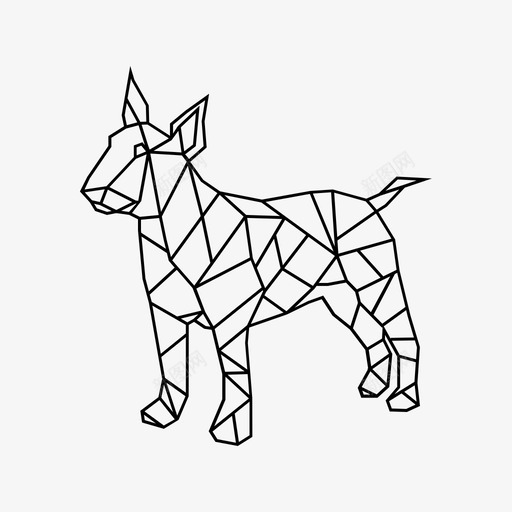 牛头梗动物艺术图标svg_新图网 https://ixintu.com 动物 品种 折纸 牛头梗 狗 艺术