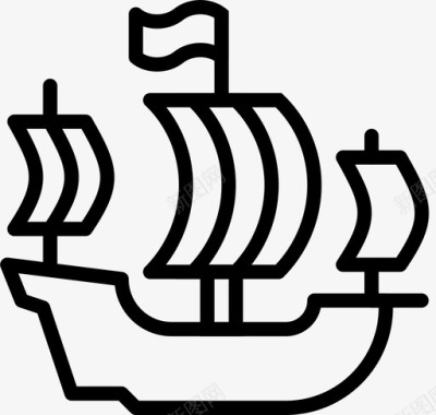 西班牙船古董中世纪图标图标