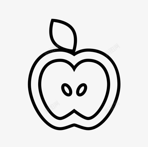 苹果一半苹果水果新鲜水果图标svg_新图网 https://ixintu.com 新鲜水果 水果细线图标集 苹果一半 苹果水果
