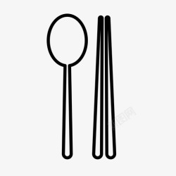 景区标识标牌勺子和筷子餐饮食物图标高清图片