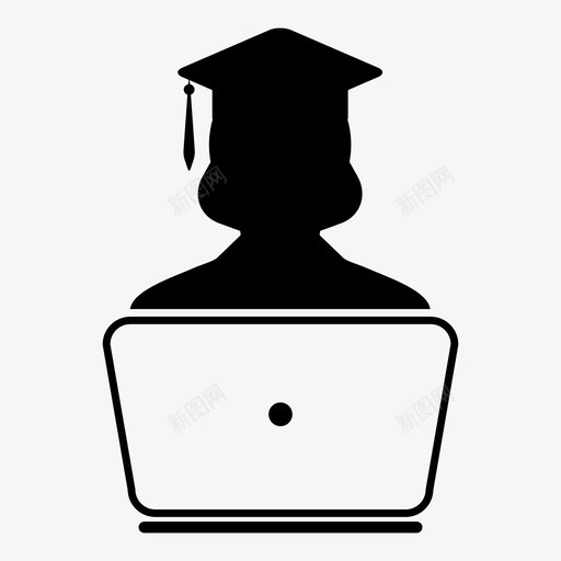 学生知识笔记本电脑图标svg_新图网 https://ixintu.com 在线 女性 学术 学校 学生 学生字形图标 教育 毕业 知识 笔记本电脑