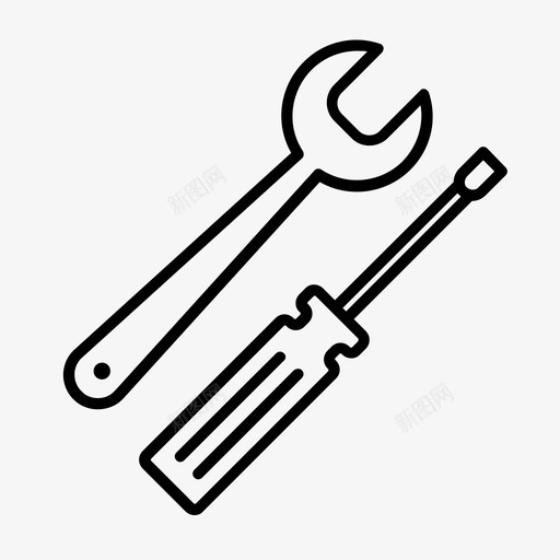 扳手和螺丝刀建筑工具施工工具图标svg_新图网 https://ixintu.com 建筑工具 扳手和螺丝刀 施工工具