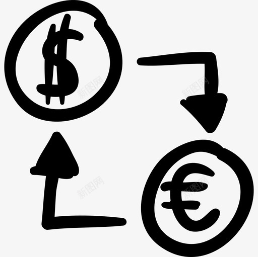 货币兑换手工制作的美元和欧元符号商业图标svg_新图网 https://ixintu.com 商业 货币兑换手工制作的美元和欧元符号
