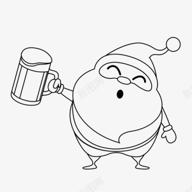 圣诞老人干杯啤酒圣诞节图标图标