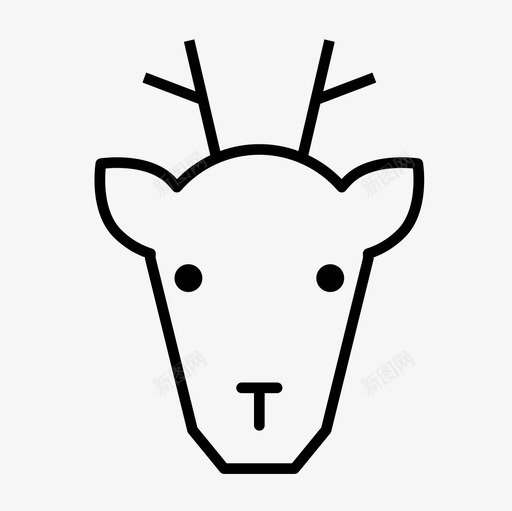 鹿动物圣诞节图标svg_新图网 https://ixintu.com 动物 动物细线图标集 圣诞节 驯鹿 鹿 鹿脸