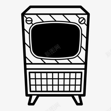 电视复古电视电视机图标图标