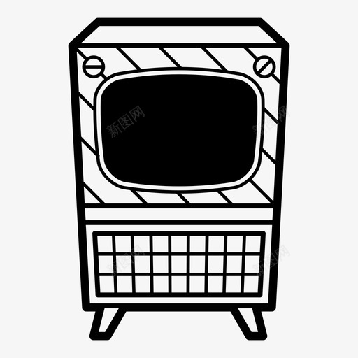 电视复古电视电视机图标svg_新图网 https://ixintu.com 复古电视 电视 电视机