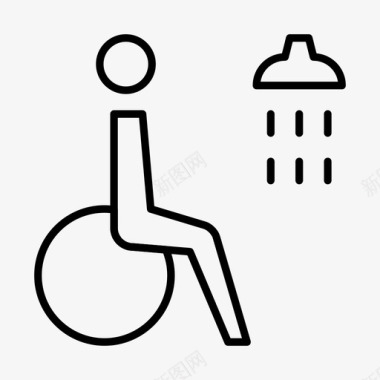 残疾人淋浴人标志图标图标