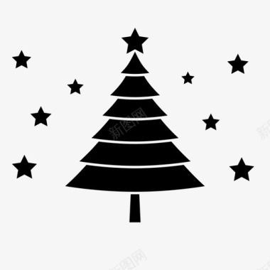 圣诞夜星星树图标图标