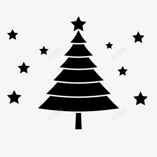 圣诞夜星星树图标svg_新图网 https://ixintu.com 圣诞 圣诞夜 星星 树