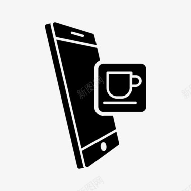 移动咖啡应用程序咖啡店智能手机图标图标