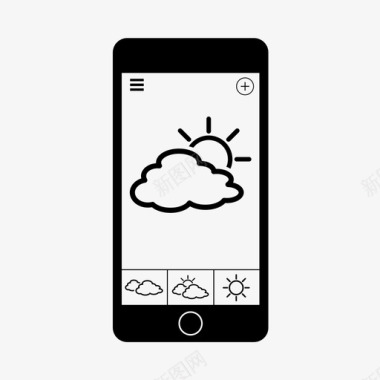 移动天气应用程序智能手机图标图标