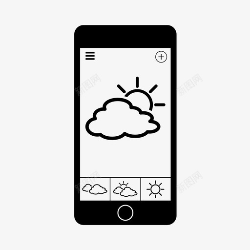 移动天气应用程序智能手机图标svg_新图网 https://ixintu.com 应用程序 智能手机 移动天气