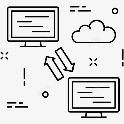 云连接云计算云共享图标svg_新图网 https://ixintu.com 云共享 云计算 云连接 数据共享 杂项图标1 监视器