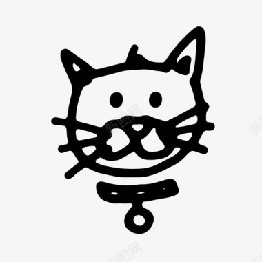 猫项圈涂鸦图标图标