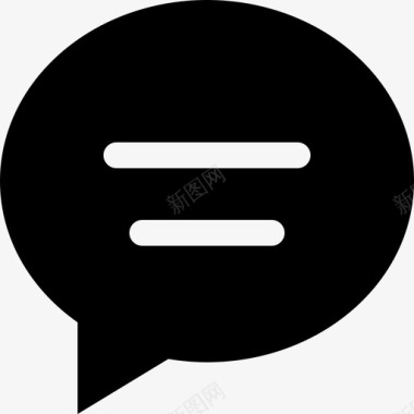Chat椭圆黑色界面符号带文本线bigmug实心图标图标