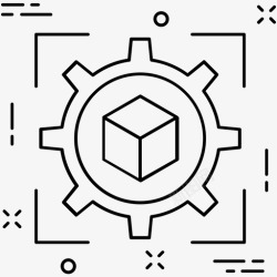 三维齿轮图片三维立方体齿轮图标高清图片